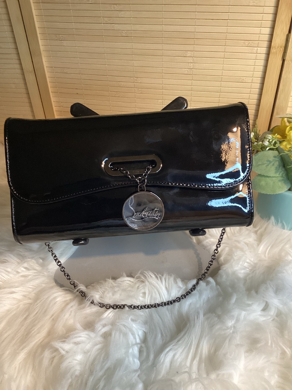 Christian Louboutin Riviera Black Patent Leather Clutch